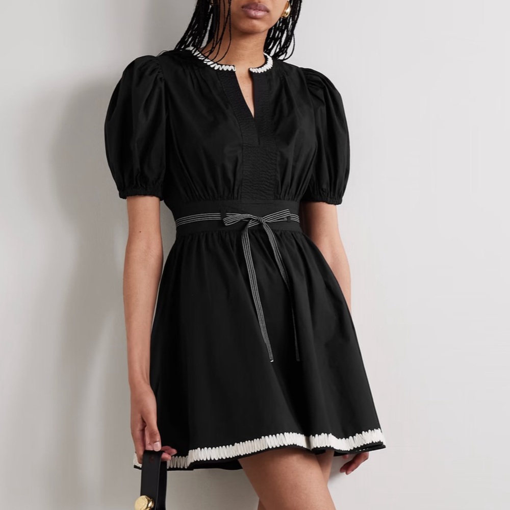 Ulla Johnson Black Puff Sleeve Mini Dress